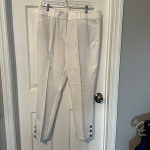 Loft Outlet White capri pants with buttons on the bottom